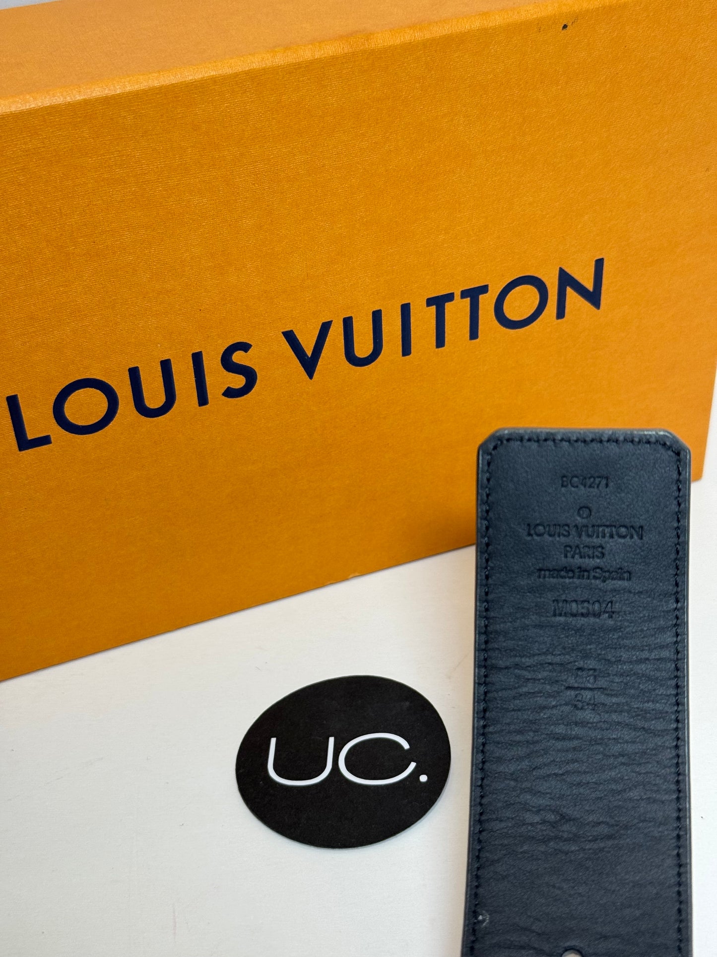 Louis Vuitton LV Pyramide Glitter Silver Belt, Size 85