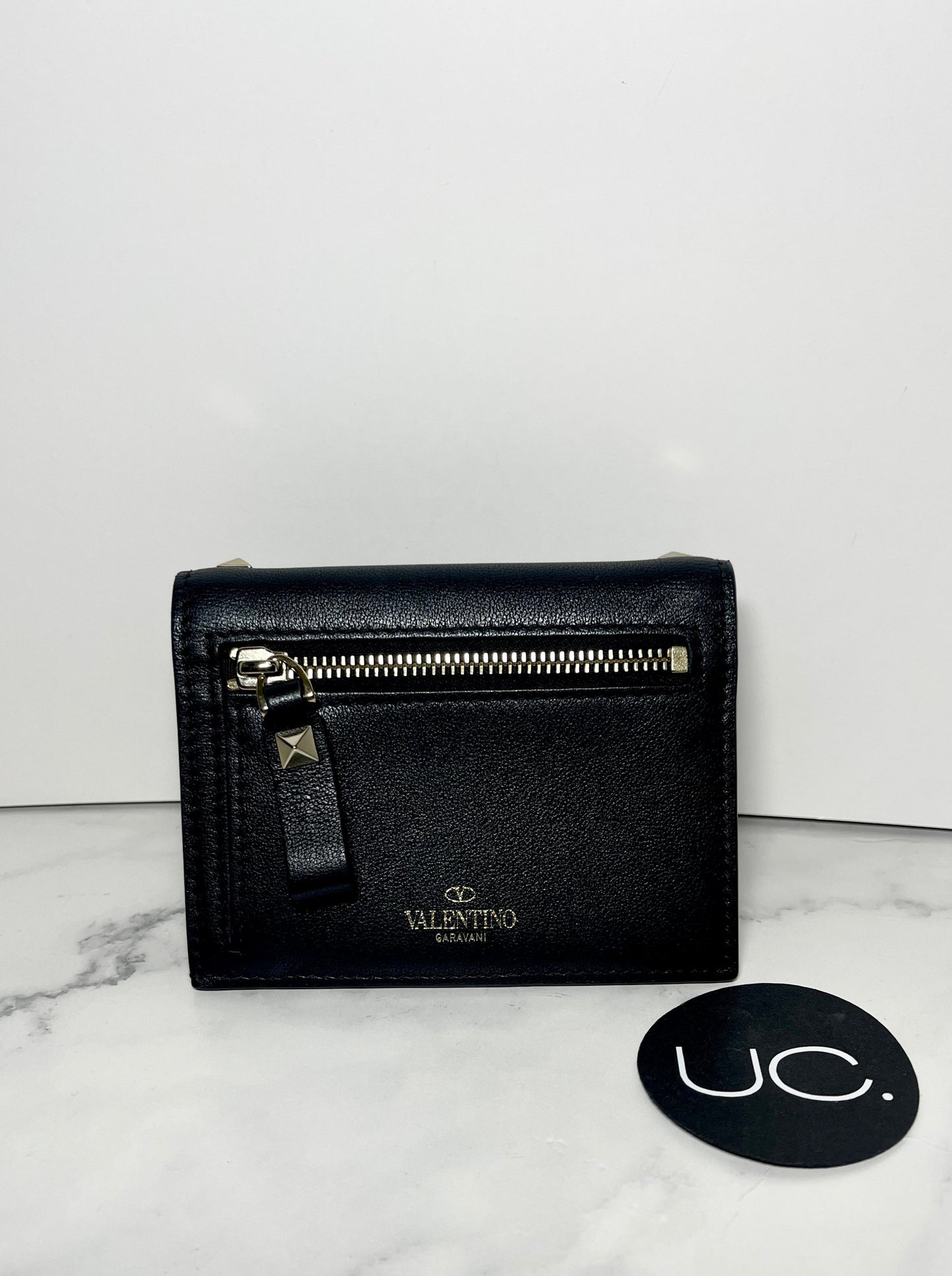 Valentino Rockstud Bifold Wallet/Card Holder in Black