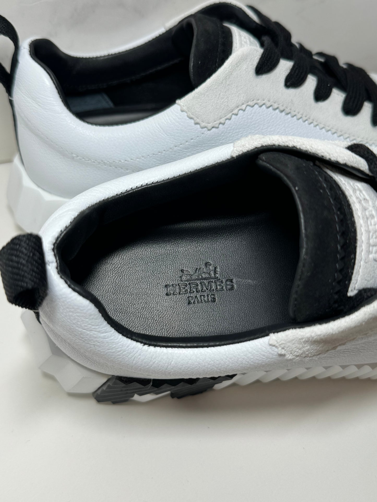 Hermes Bouncing Sneaker, Black/White, Size 38