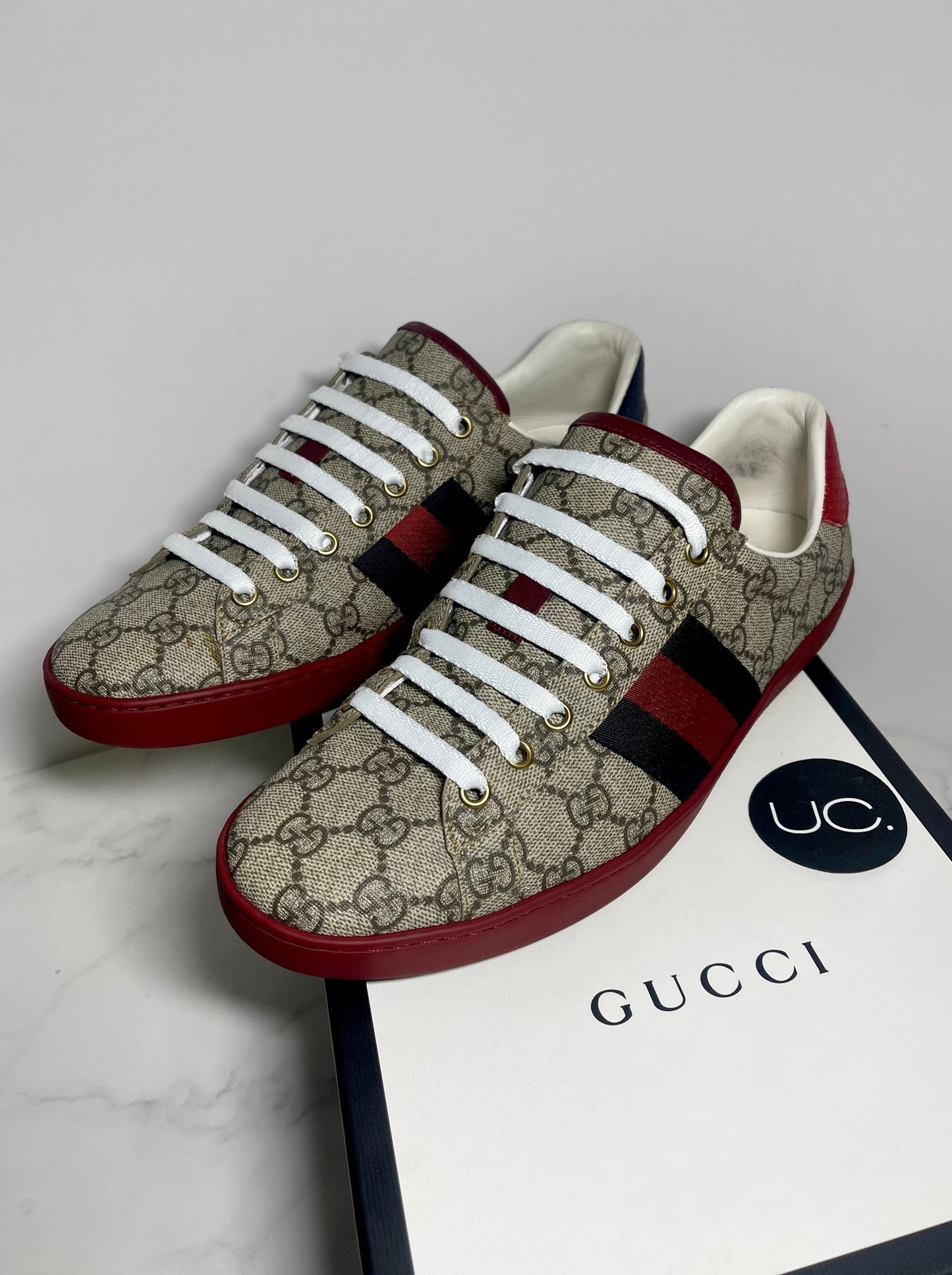 Gucci Men's Ace GG Supreme Sneaker, Size 8