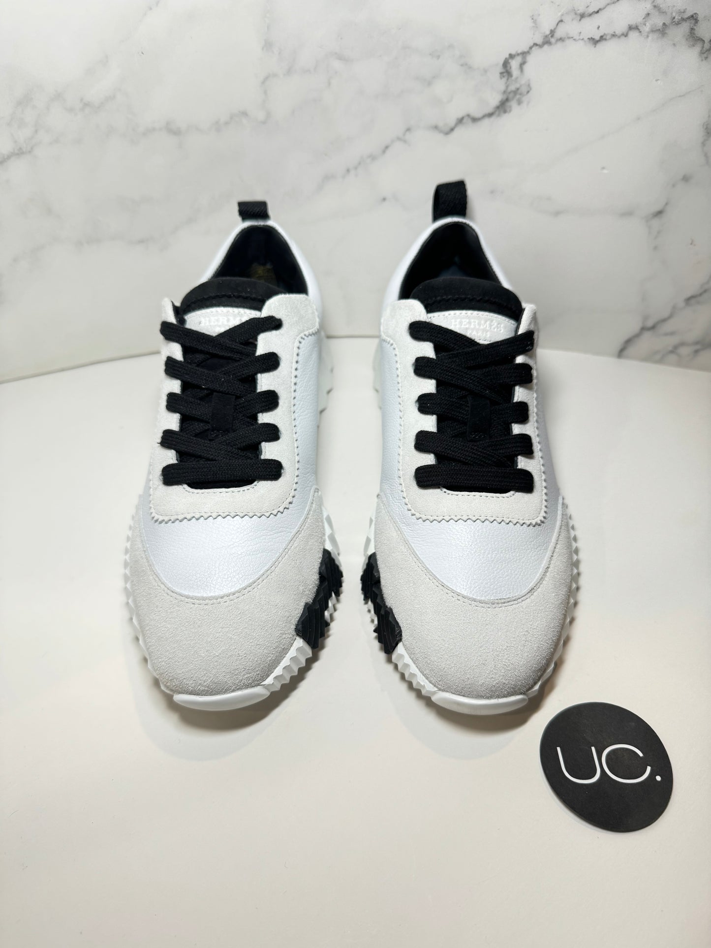 Hermes Bouncing Sneaker, Black/White, Size 38