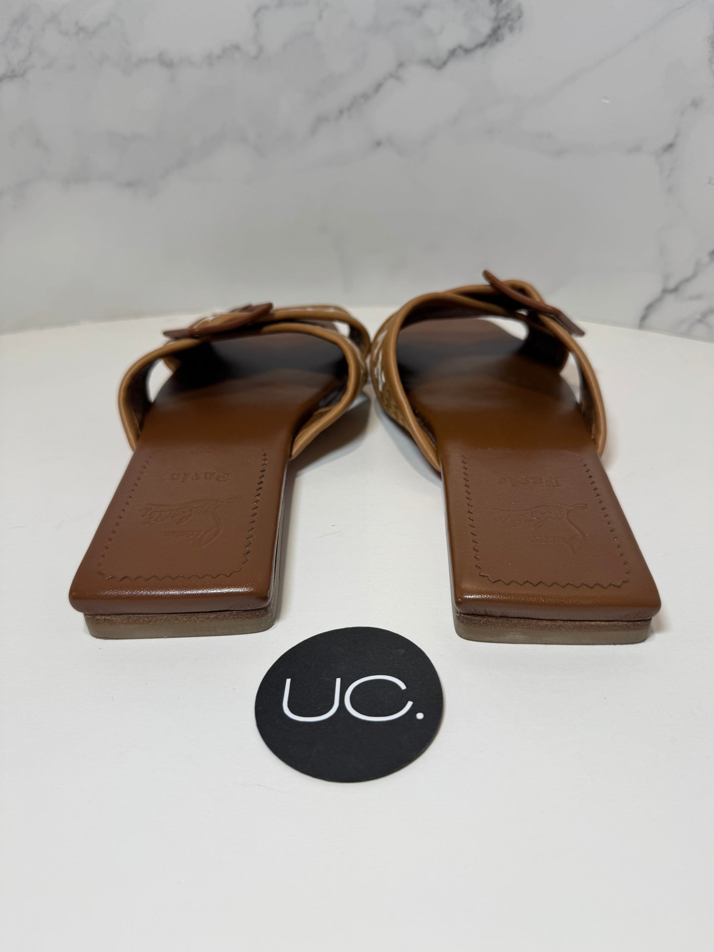 Christian Louboutin Crossimule Sandals, Brown, Size 37.5