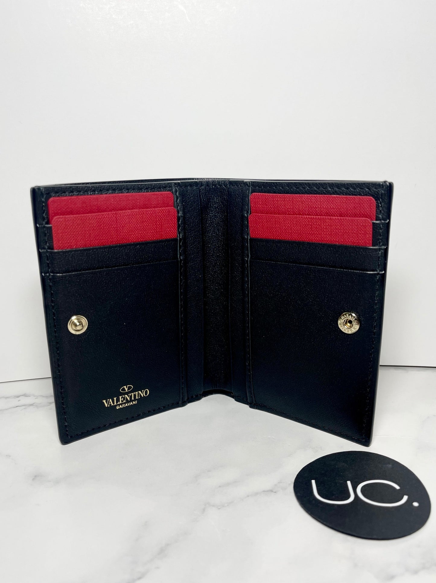 Valentino Rockstud Bifold Wallet/Card Holder in Black