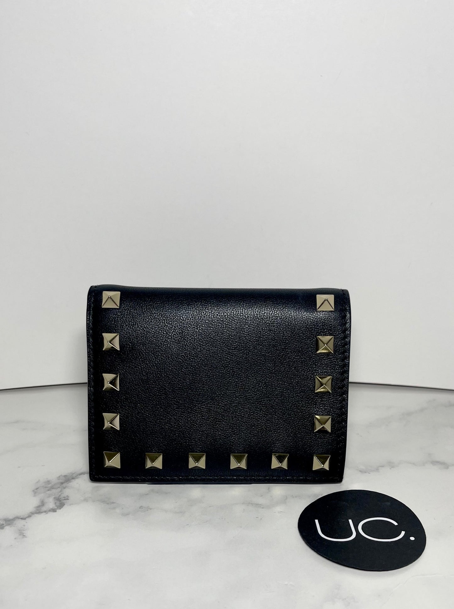 Valentino Rockstud Bifold Wallet/Card Holder in Black