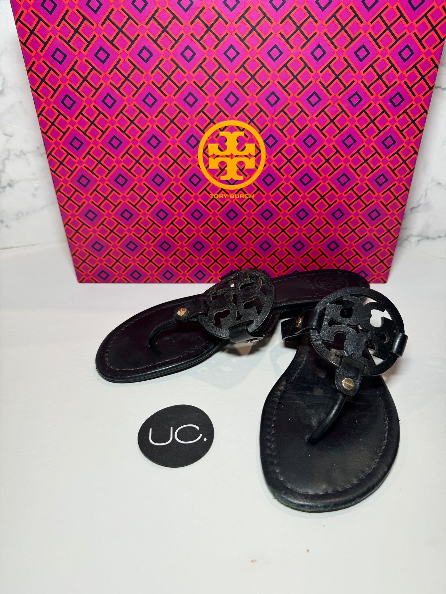 Tory Burch Miller Sandals, Size 8, Black
