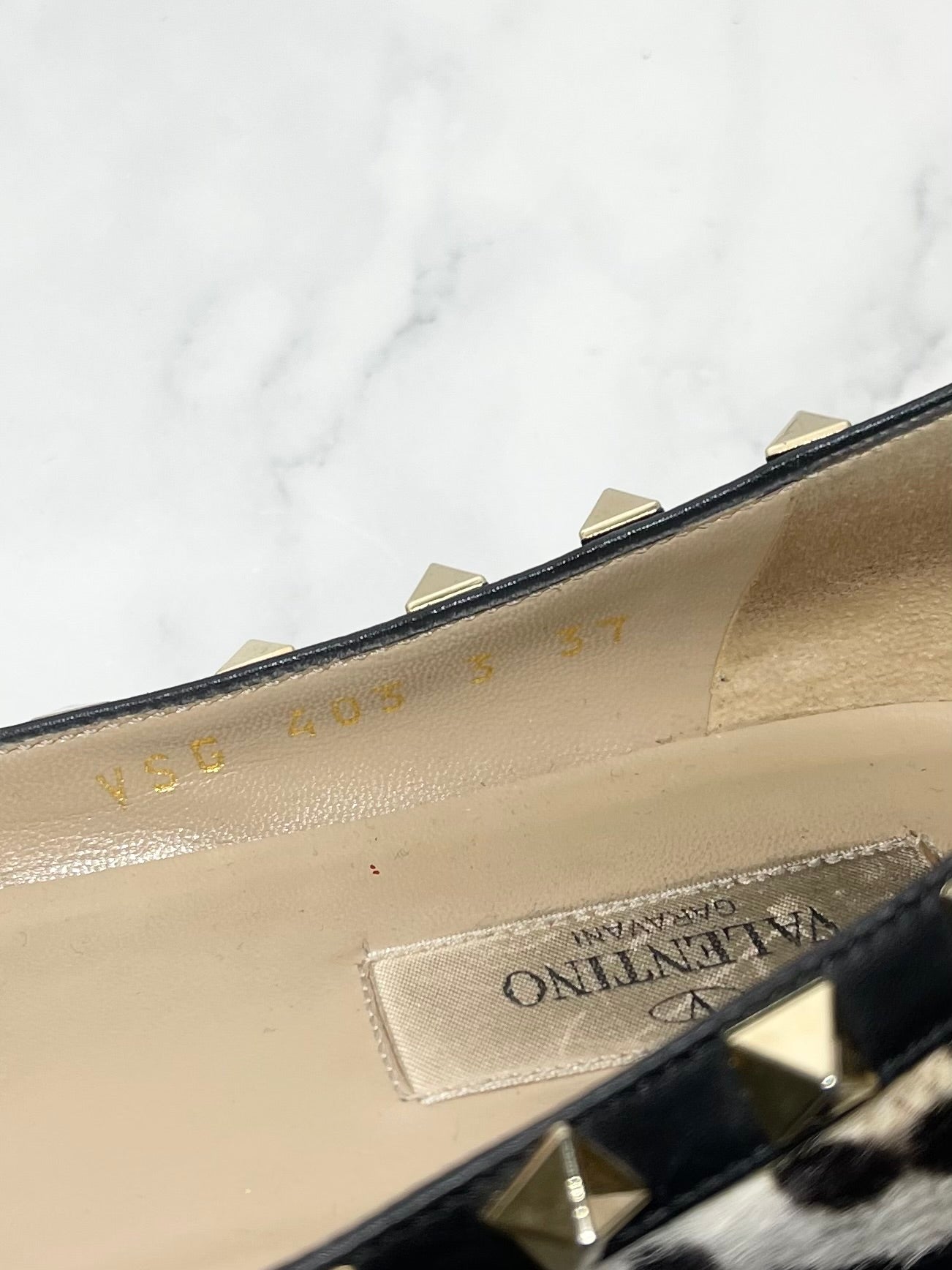 Valentino Rockstud Calf Hair Flats, Leopard, Size 37