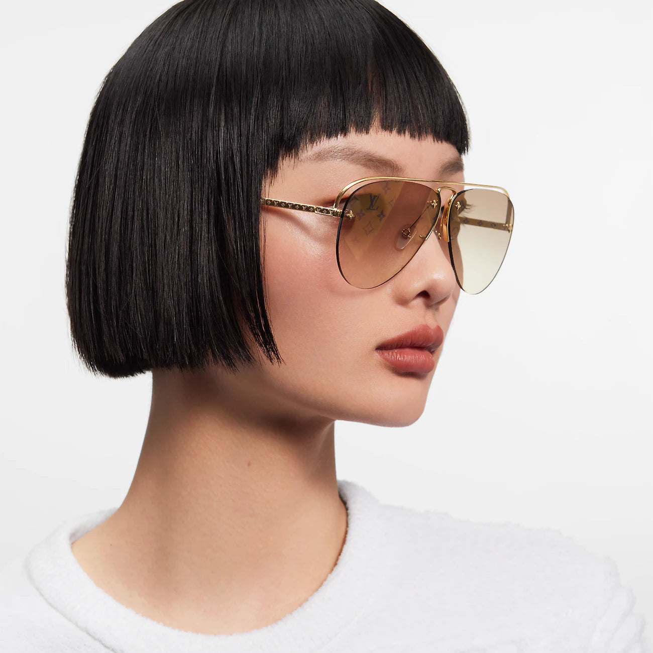 Louis Vuitton Grease Aviator Sunglasses, Brown, Z1366W