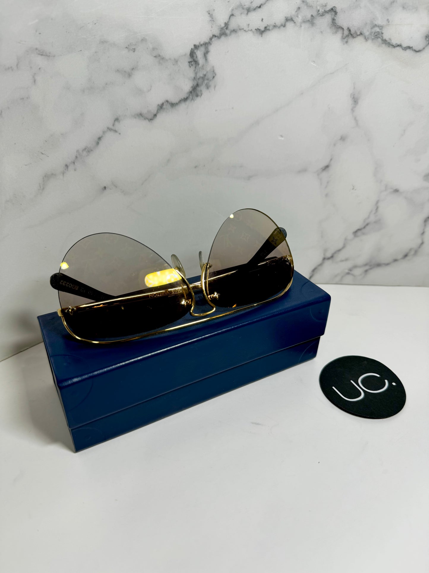 Louis Vuitton Grease Aviator Sunglasses, Brown, Z1366W