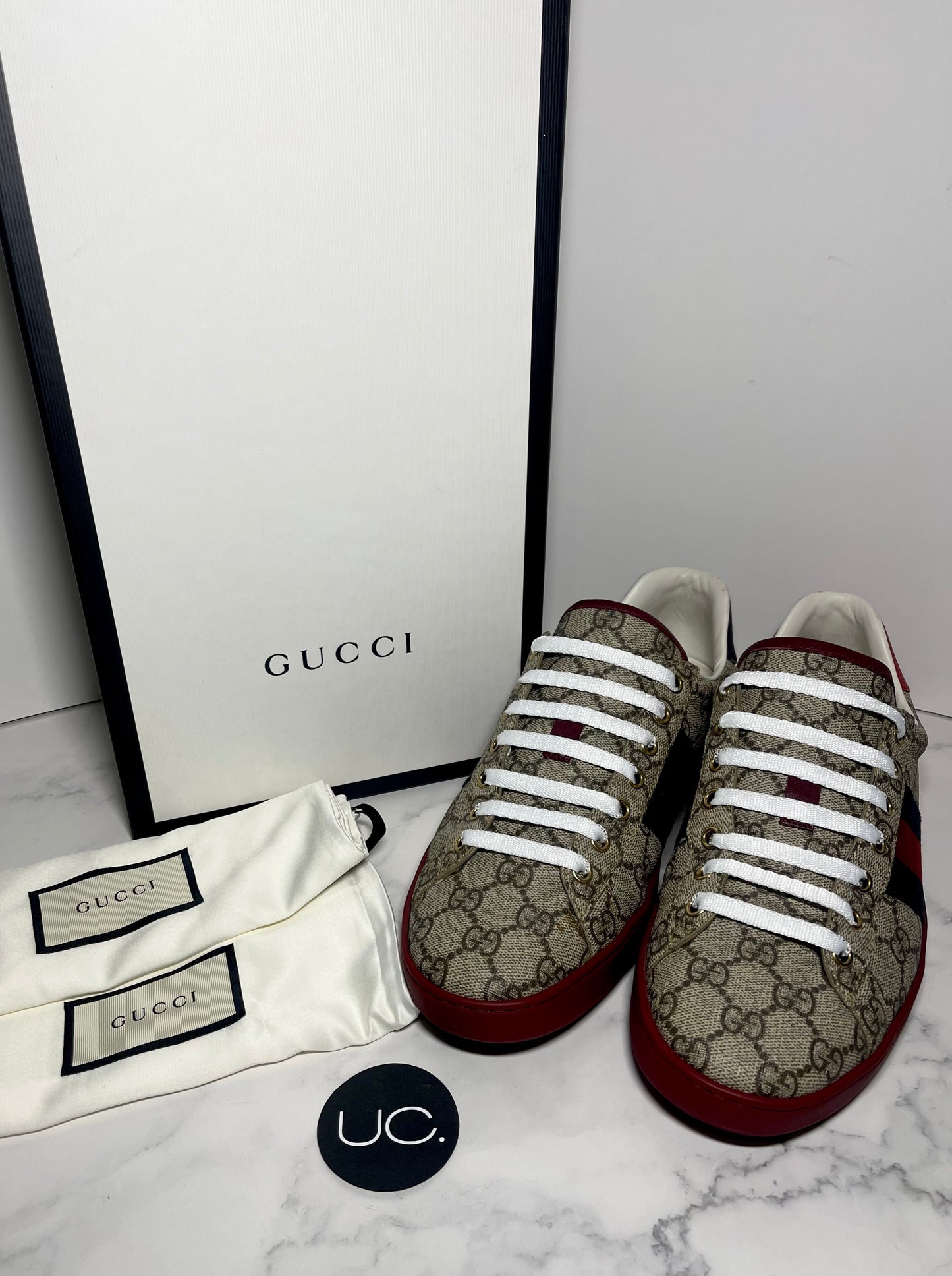 Gucci Men's Ace GG Supreme Sneaker, Size 8
