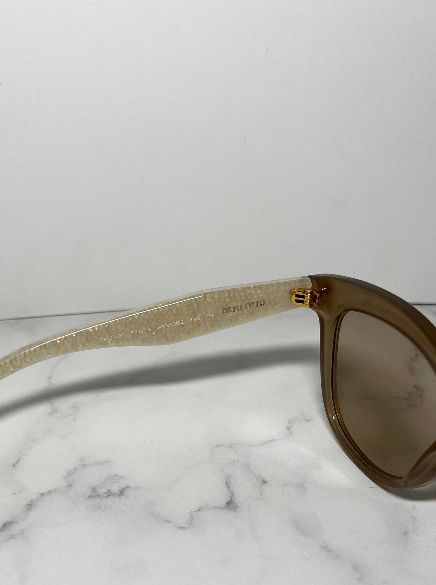 Miu Miu Opal Beige Crystal Sunglasses, SMU 10P, MAR-3D2