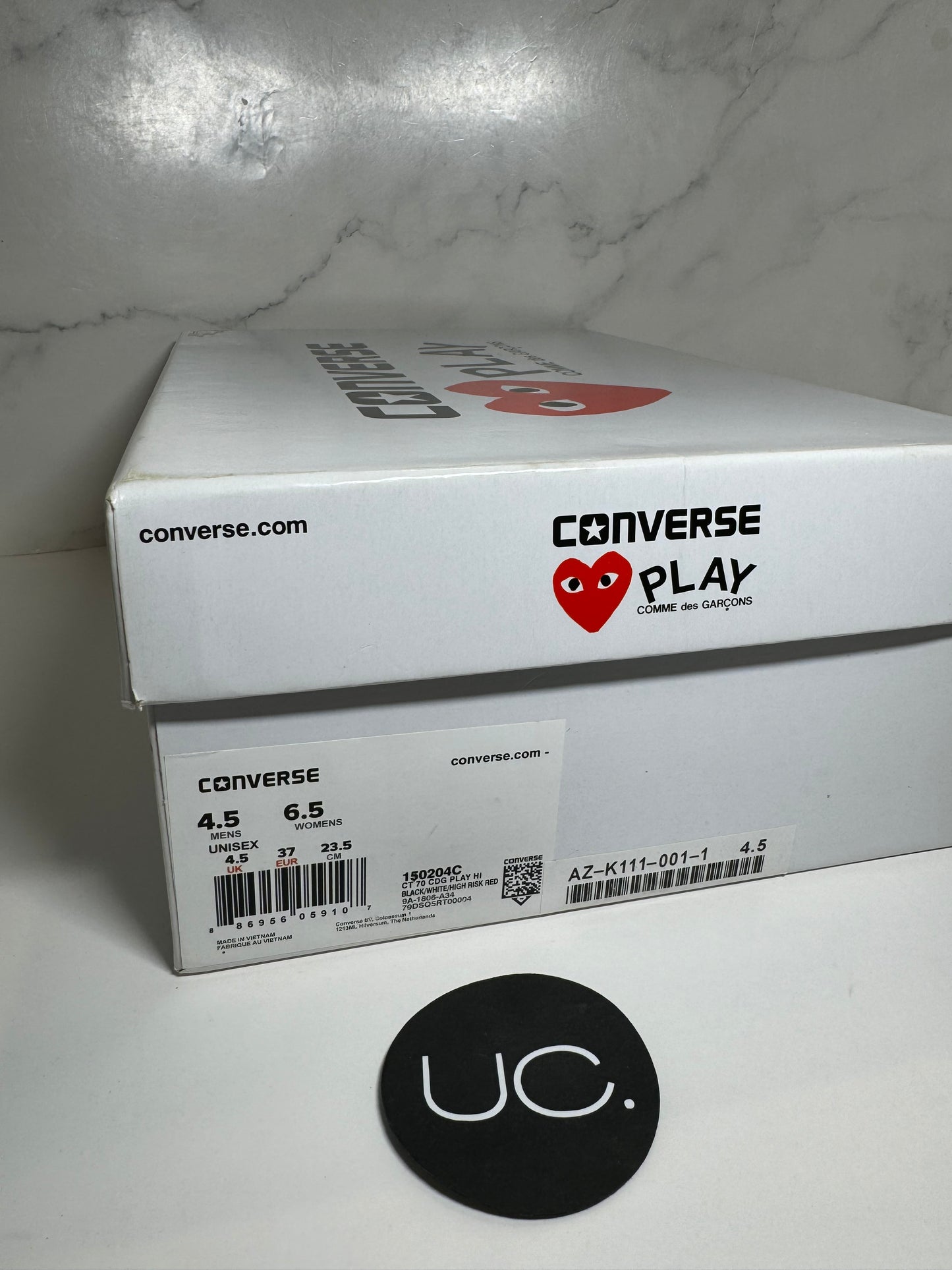 Comme de Garcons x Converse Chuck Taylor Hidden Heart High Top Sneaker, Women's 6.5, Men's 4.5