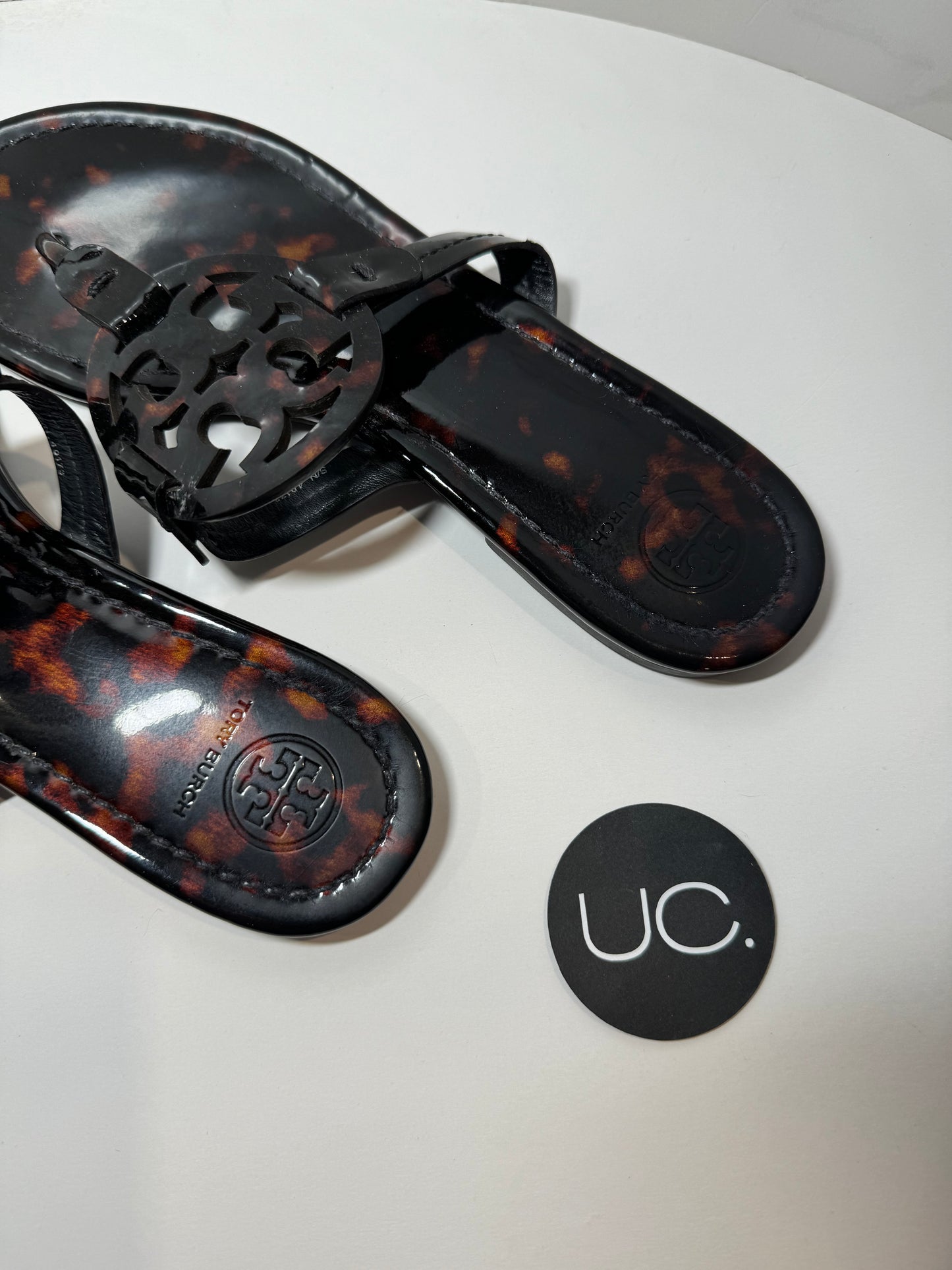 Tory Burch Miller Sandals, Size 8, Tortoise