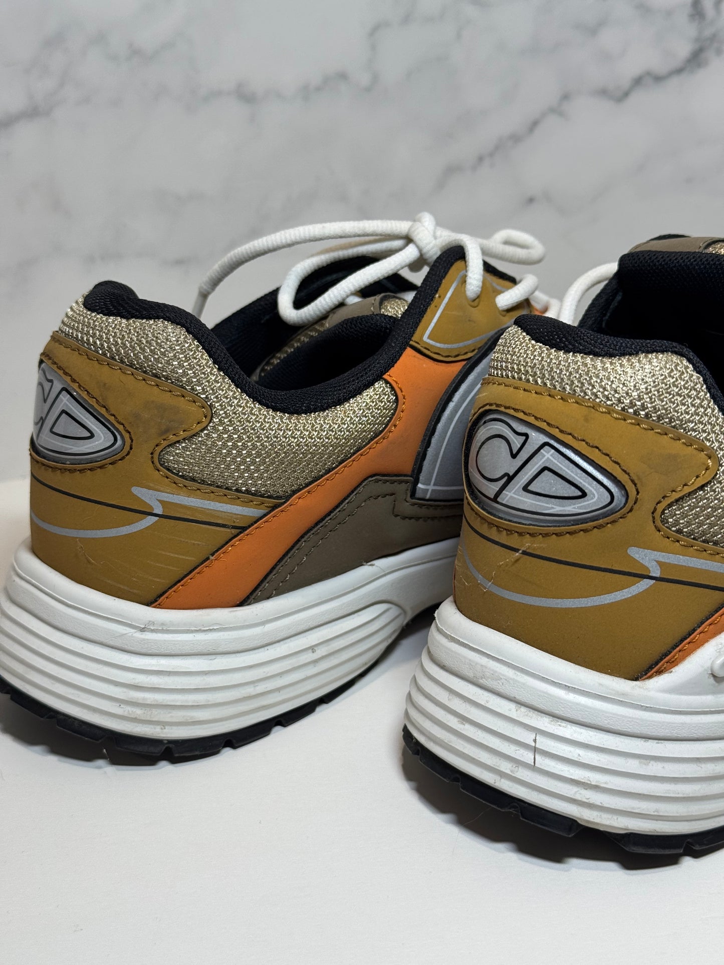 Christian Dior B30 Men’s Sneakers, Cream Orange, Size 43
