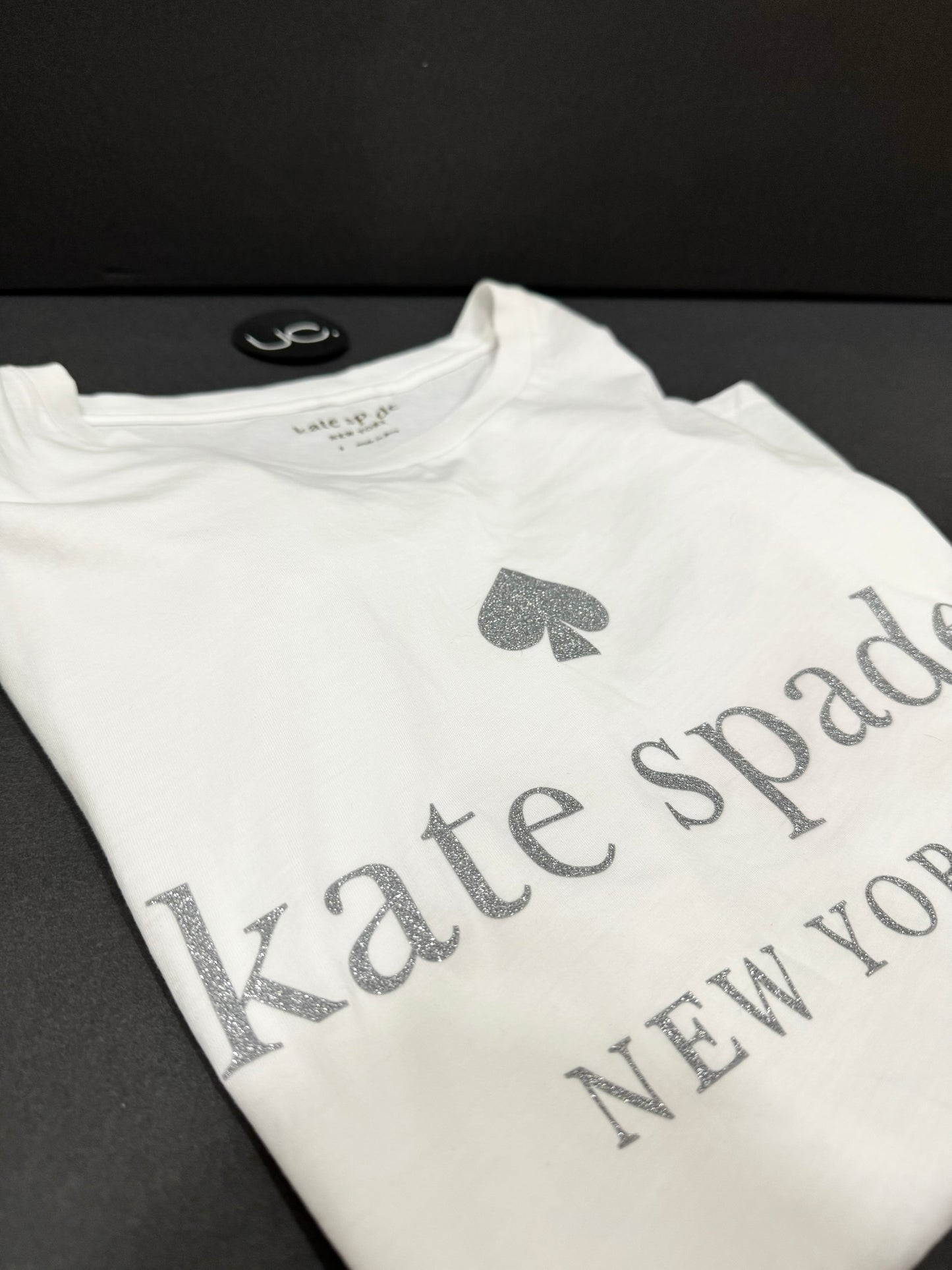 Kate Spade Glitter Logo Tee, Small, NEW WITH TAGS