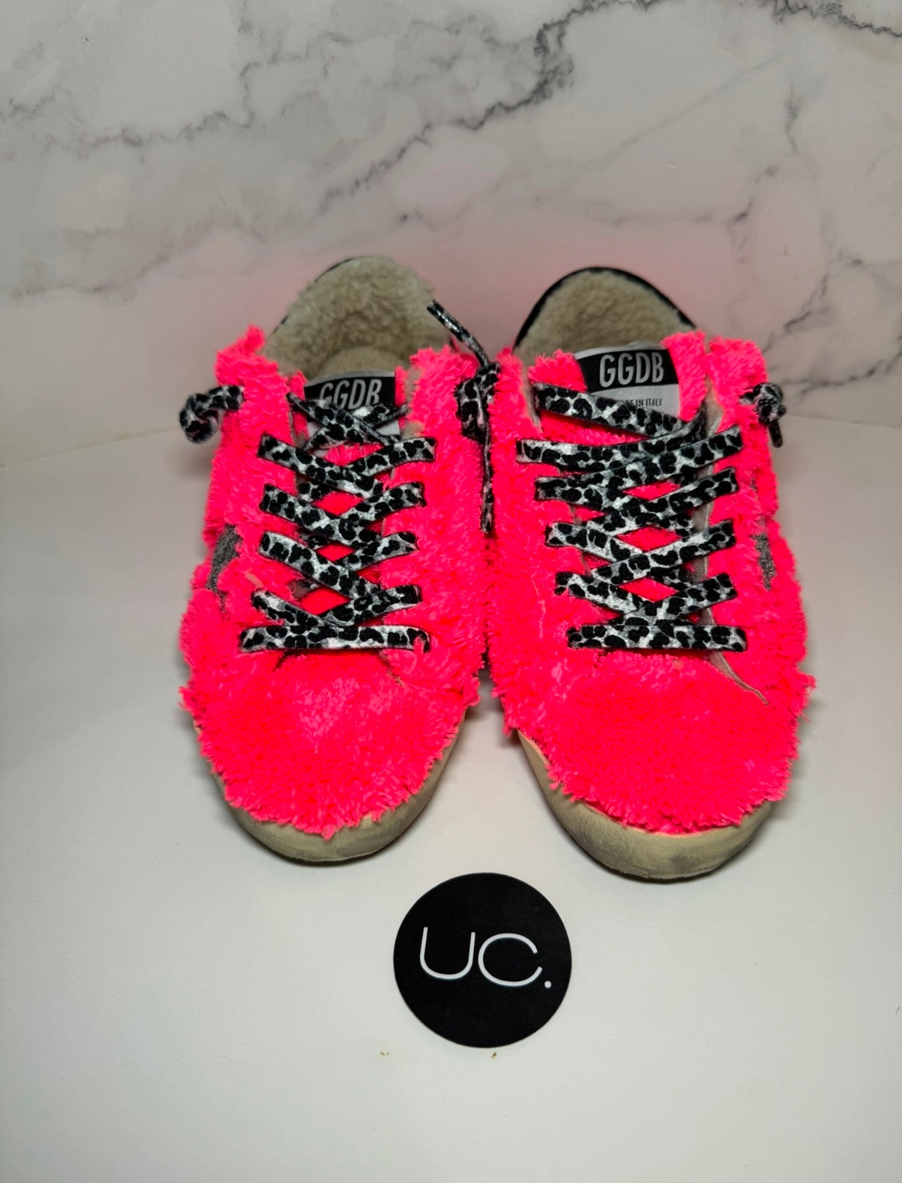 Golden Goose Super Star Sneakers in Pink Shearling, Size 38