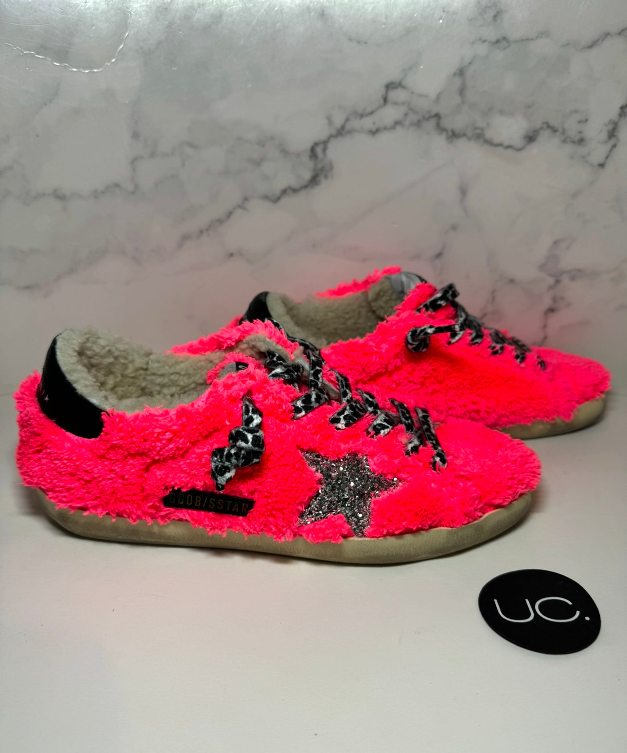 Golden Goose Super Star Sneakers in Pink Shearling, Size 38