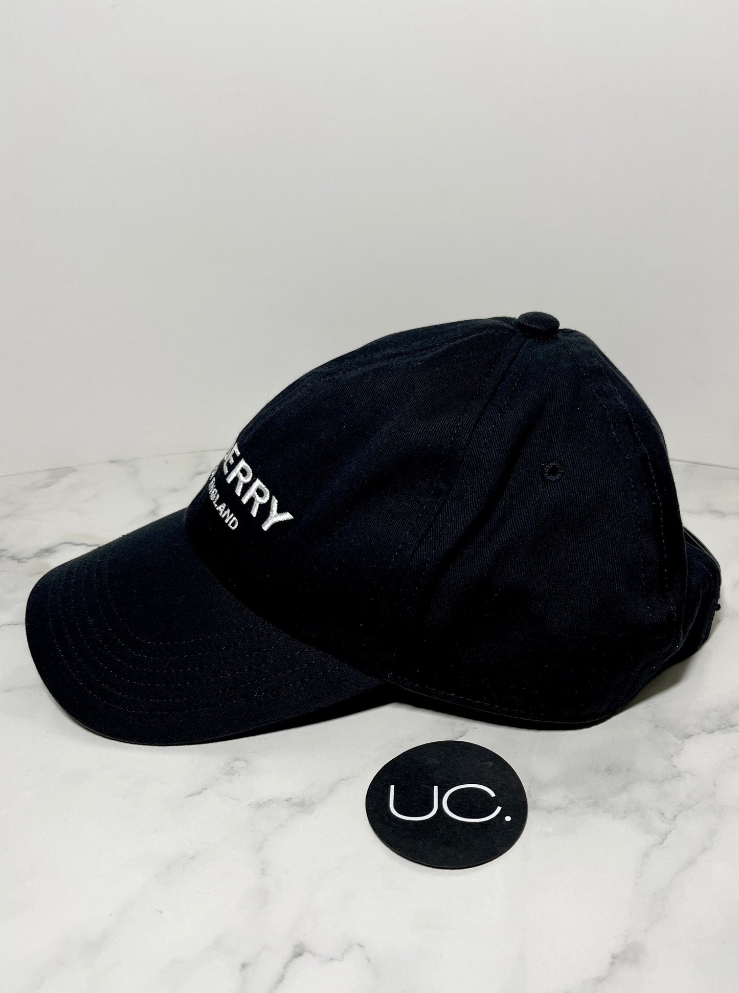 Burberry Horseferry Motif Cotton Twill Baseball Cap, Black, Size Large