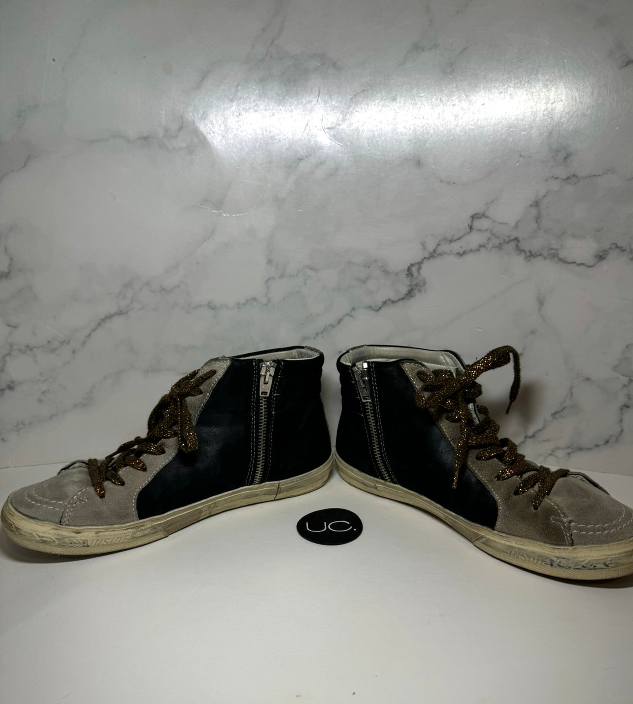 Golden Goose Slide Classic, Size 38, Black/Grey with Zipper