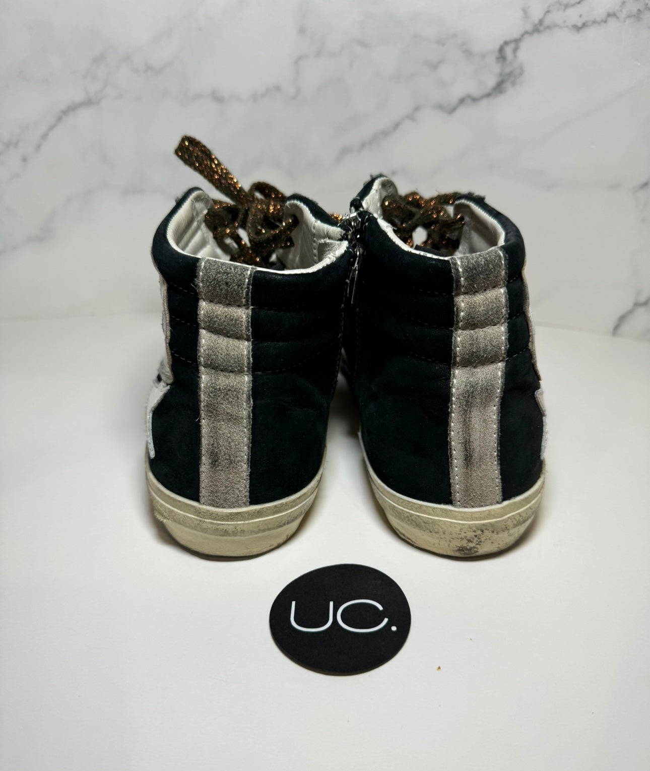 Golden Goose Slide Classic, Size 38, Black/Grey with Zipper