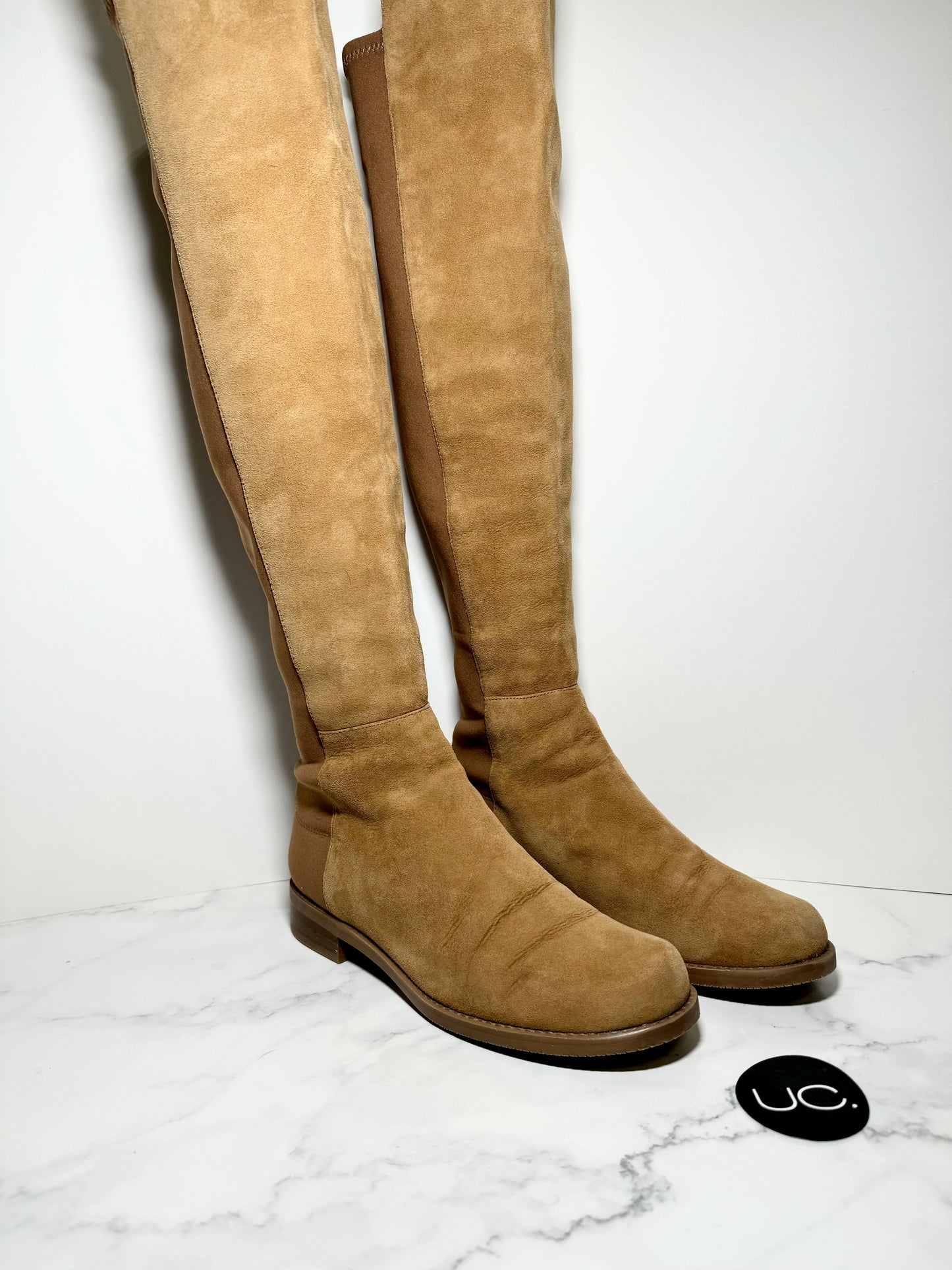 Stuart Weitzman 5050 Over the Knee Boot, Suede, Khaki, Size 6