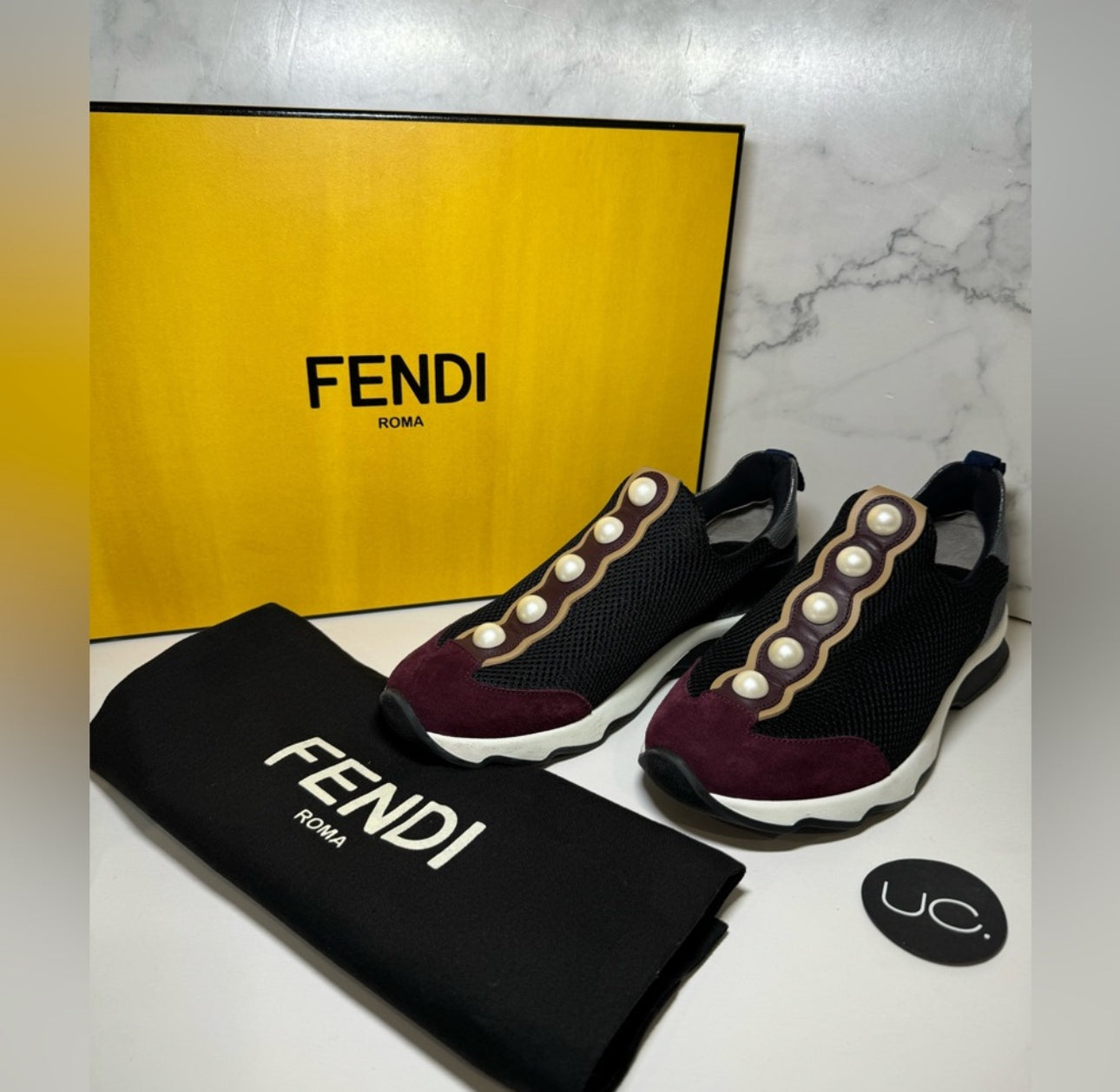 Fendi Pearl Technical Sneaker, Size 37
