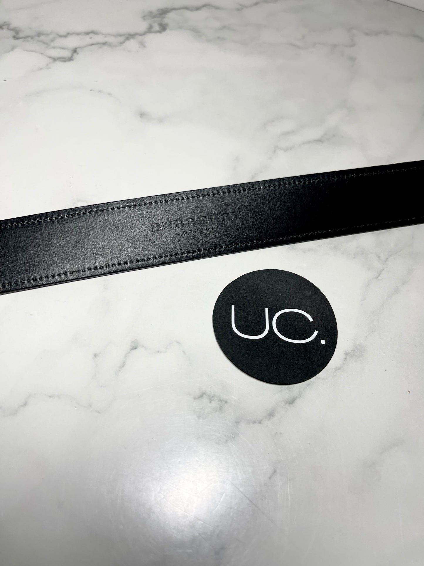 Burberry Logo Belt, Black/Silver, Adjustable