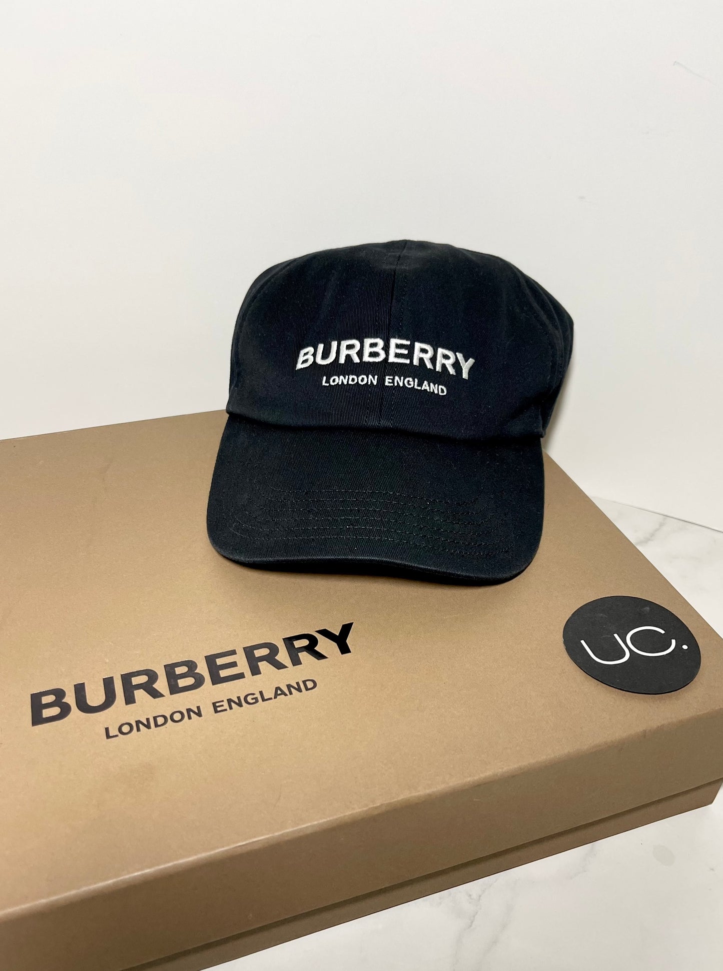 Burberry Horseferry Motif Cotton Twill Baseball Cap, Black, Size Large