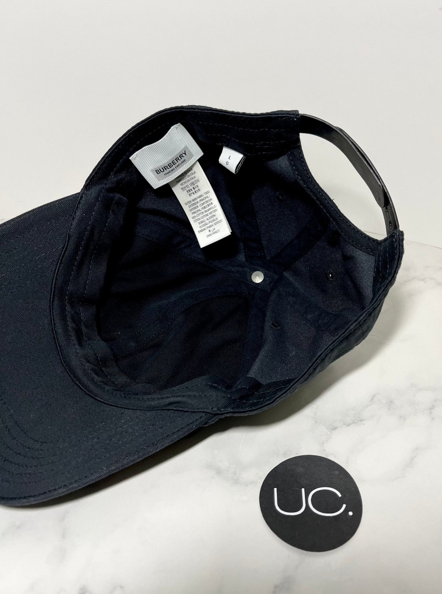 Burberry Horseferry Motif Cotton Twill Baseball Cap, Black, Size Large