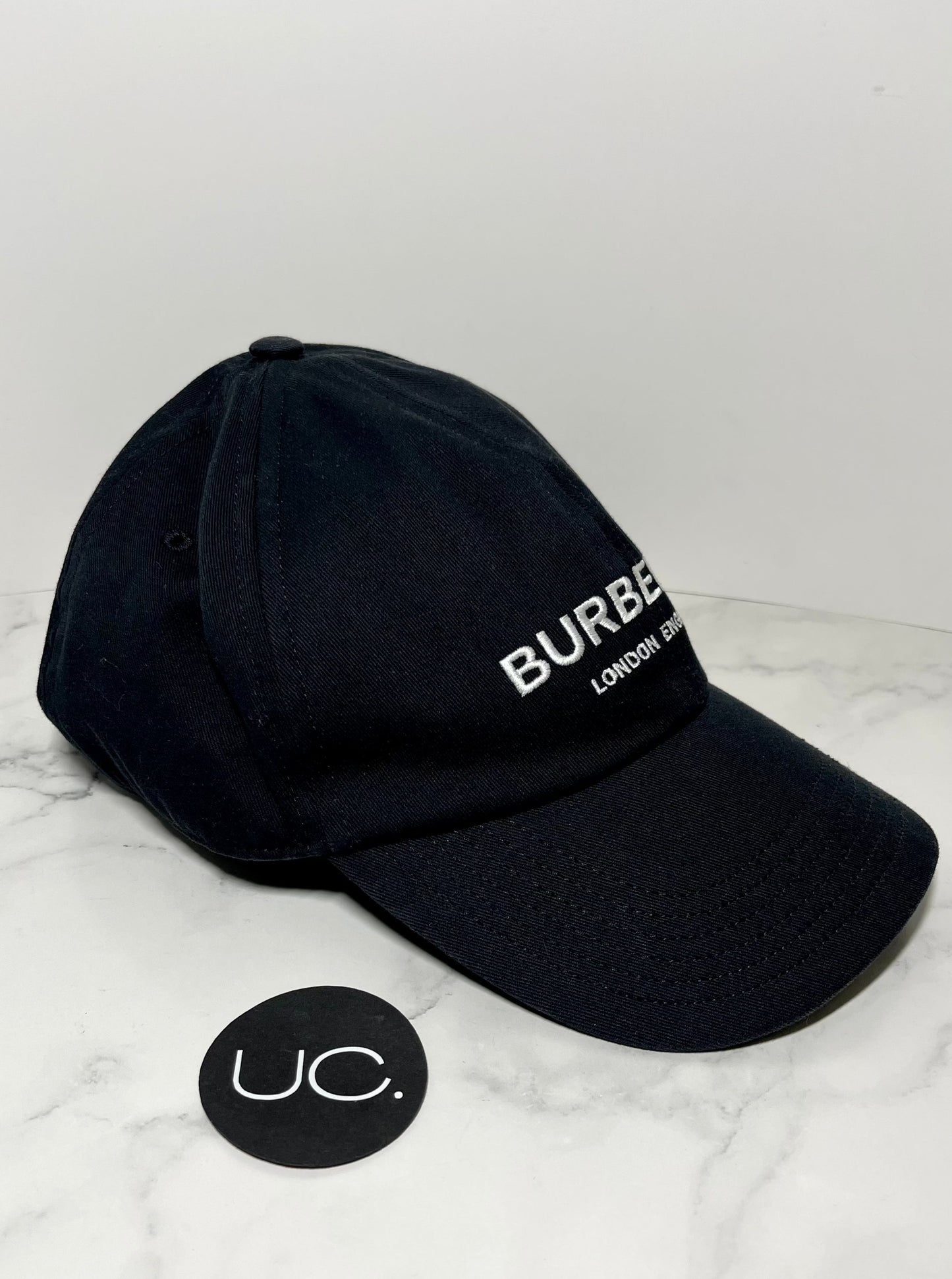 Burberry Horseferry Motif Cotton Twill Baseball Cap, Black, Size Large