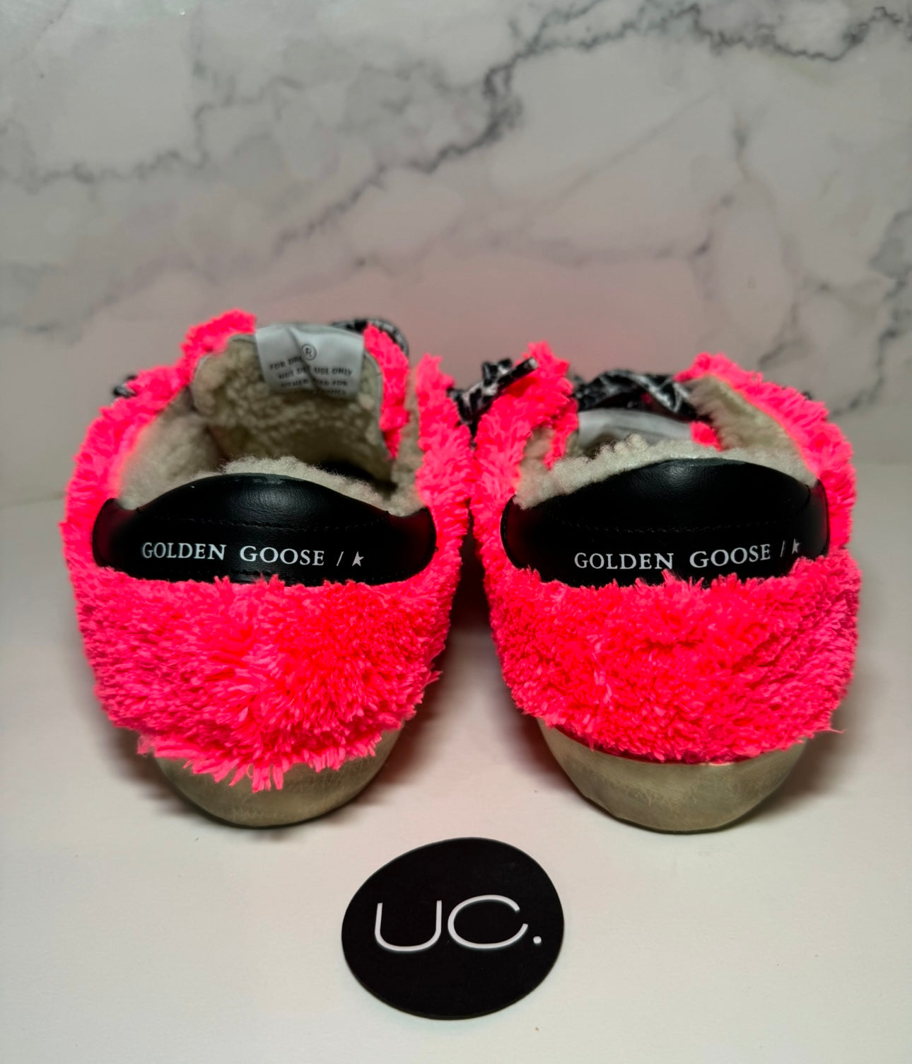 Golden Goose Super Star Sneakers in Pink Shearling, Size 38