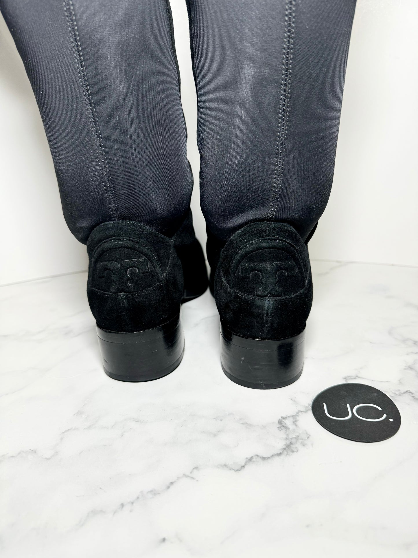 Tory Burch Caitlin Over the Knee Boot, Suede, Black, Size 7