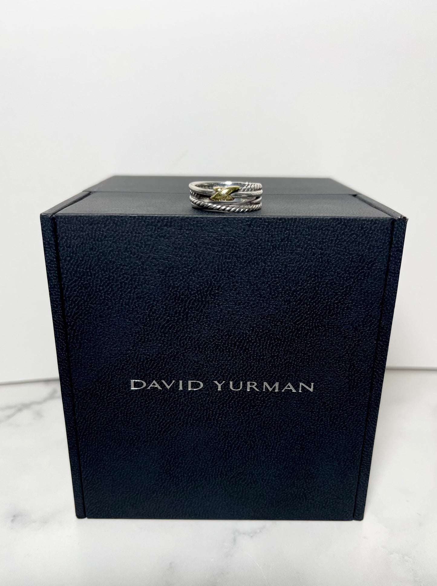 David Yurman X Crossover Band Ring in Sterling Silver with 18K Yellow Gold