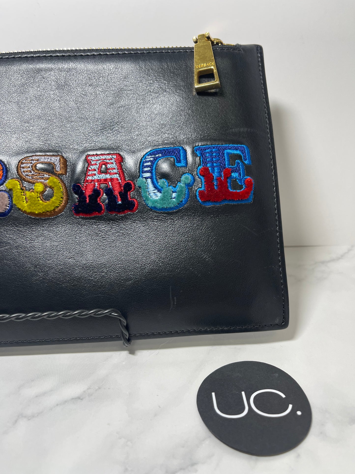 Versace Patch Clutch with Removable Wristlet