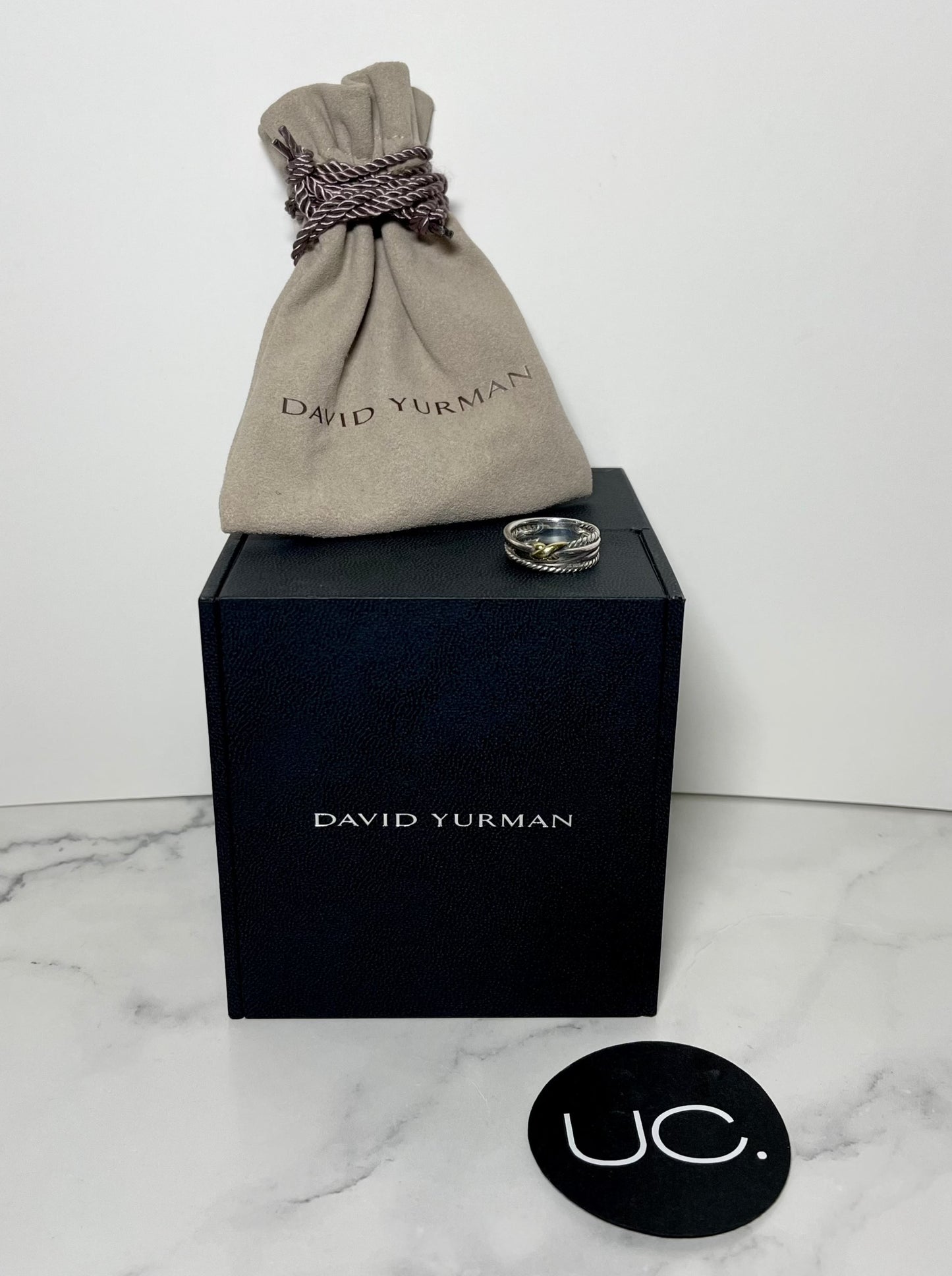 David Yurman X Crossover Band Ring in Sterling Silver with 18K Yellow Gold