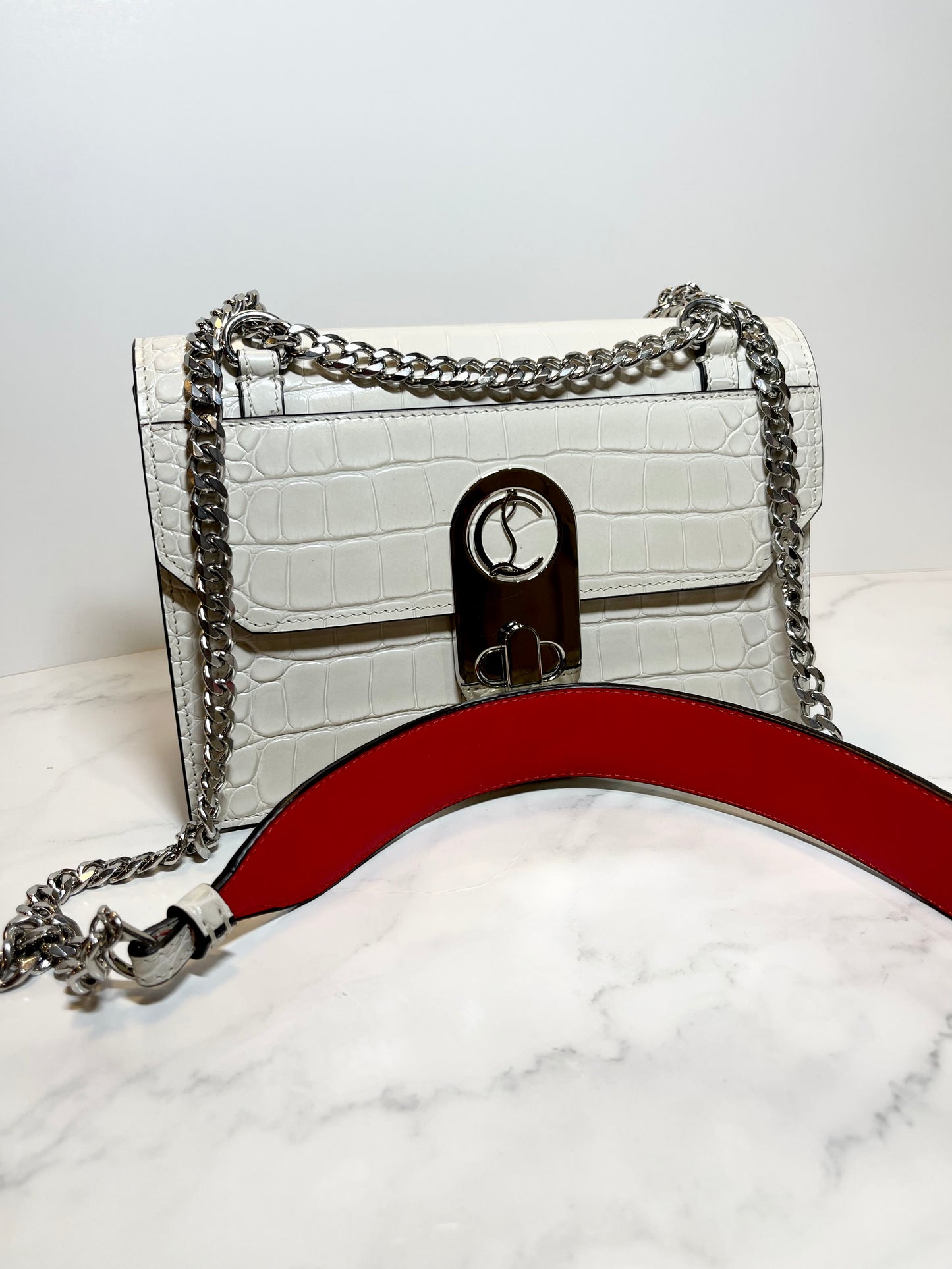Christian Louboutin Elisa Croc Crossbody, Ivory