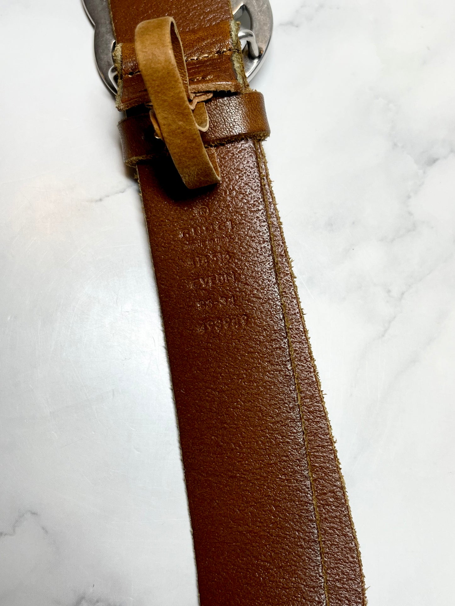 Gucci Marmont Logo Belt in Brown/Silver