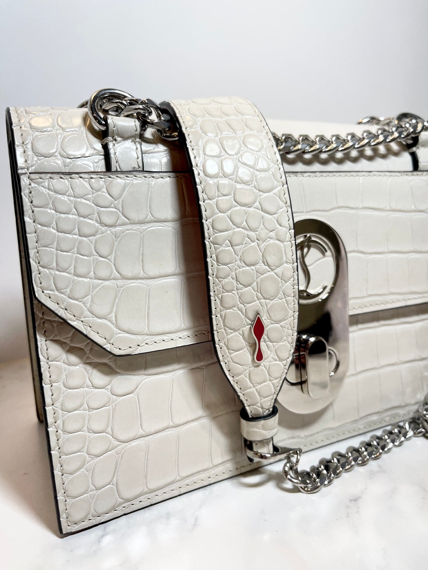 Christian Louboutin Elisa Croc Crossbody, Ivory