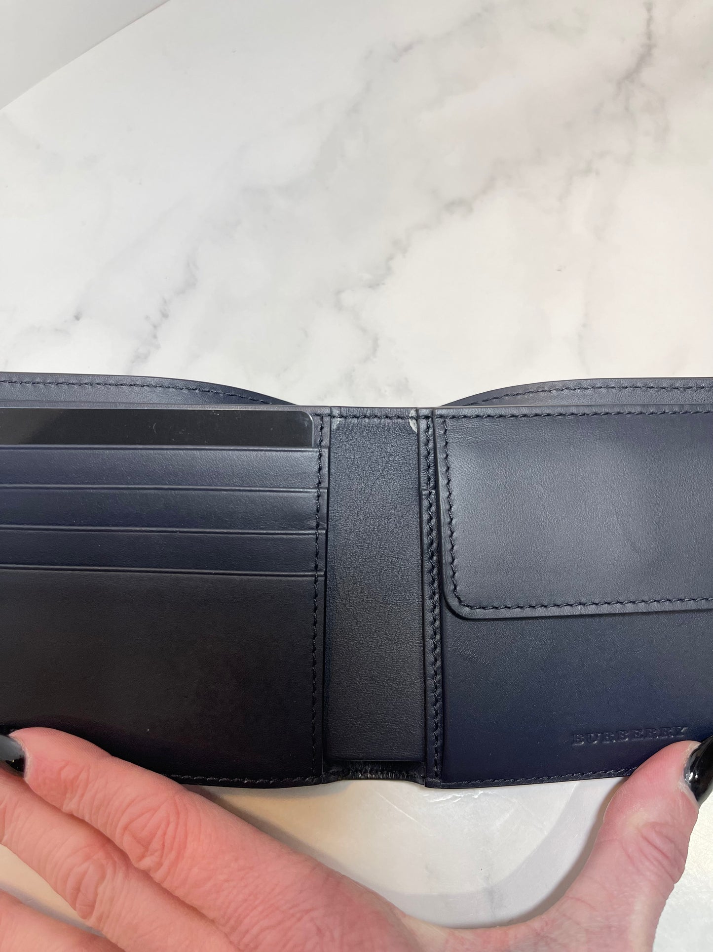 Burberry Navy Bifold Wallet