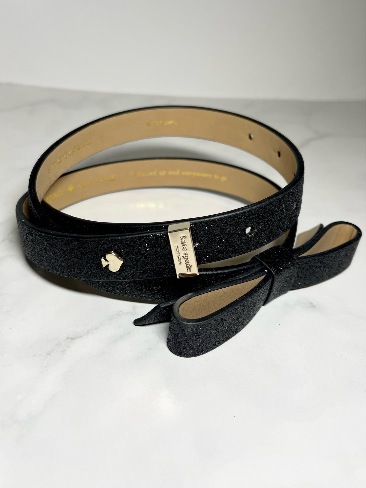 Kate Spade Black Glitter Bow Belt