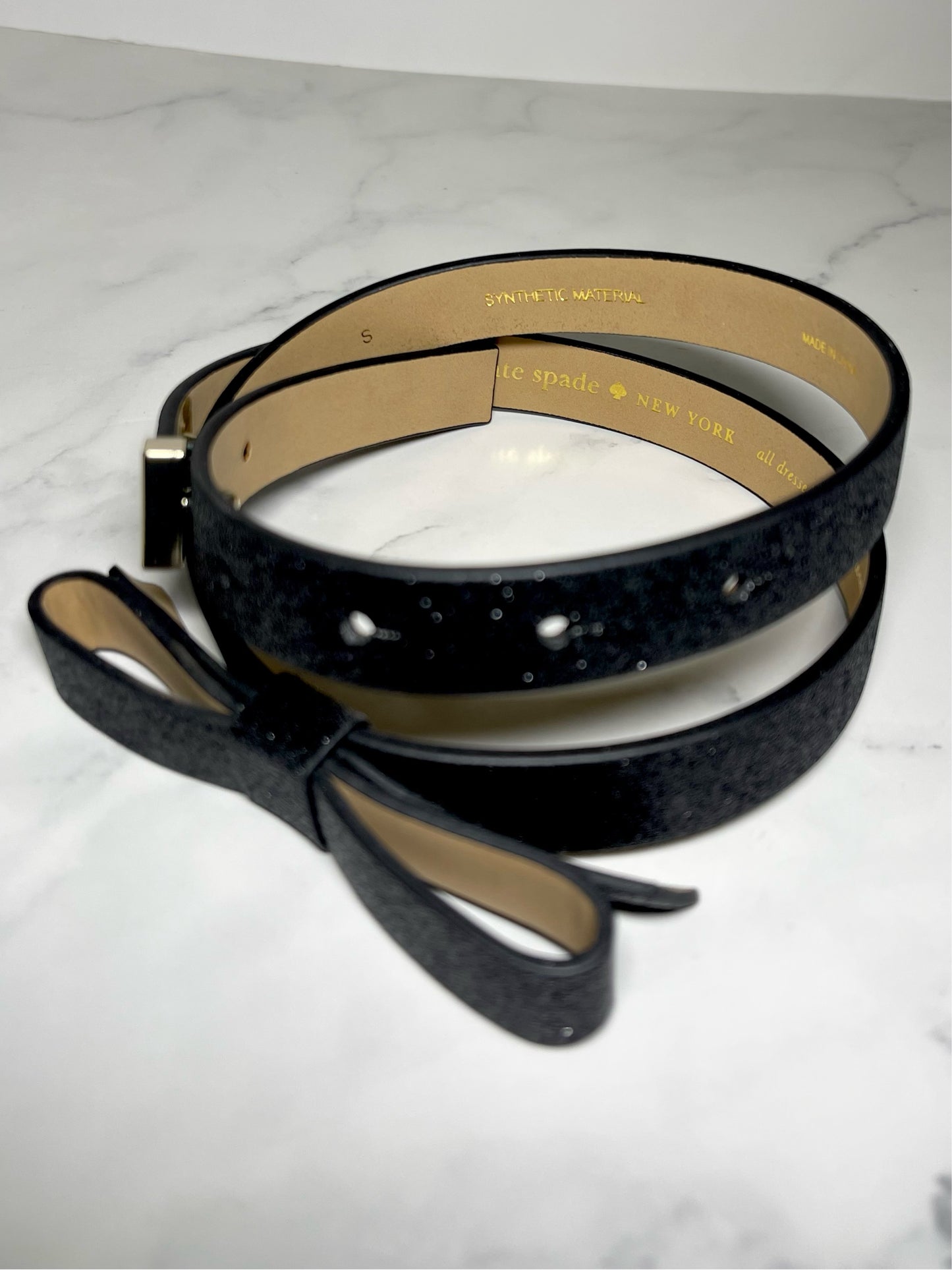 Kate Spade Black Glitter Bow Belt