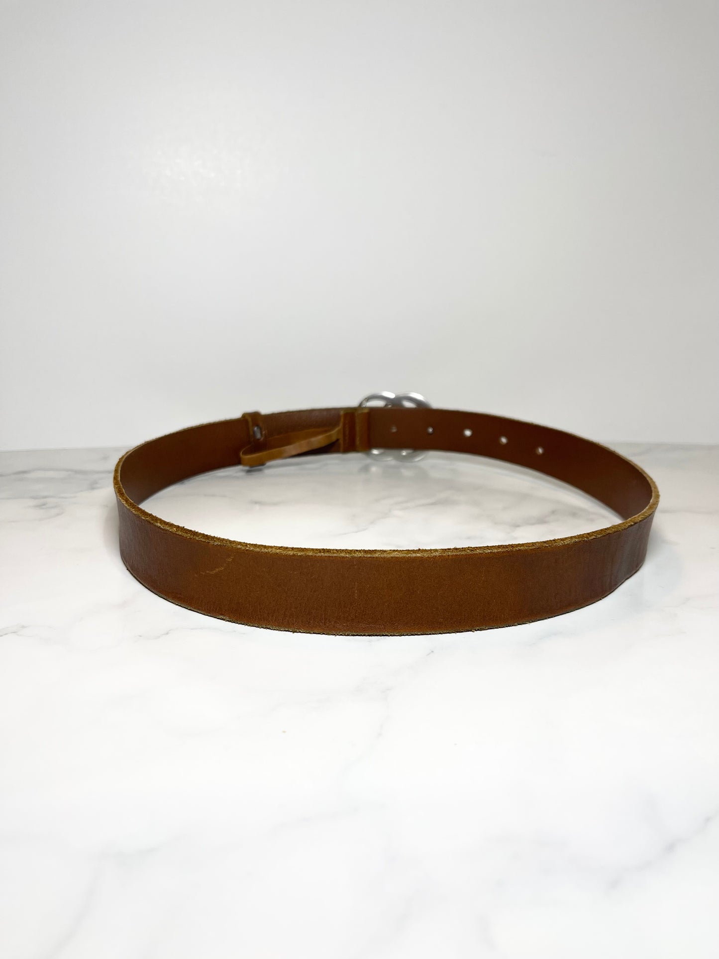 Gucci Marmont Logo Belt in Brown/Silver