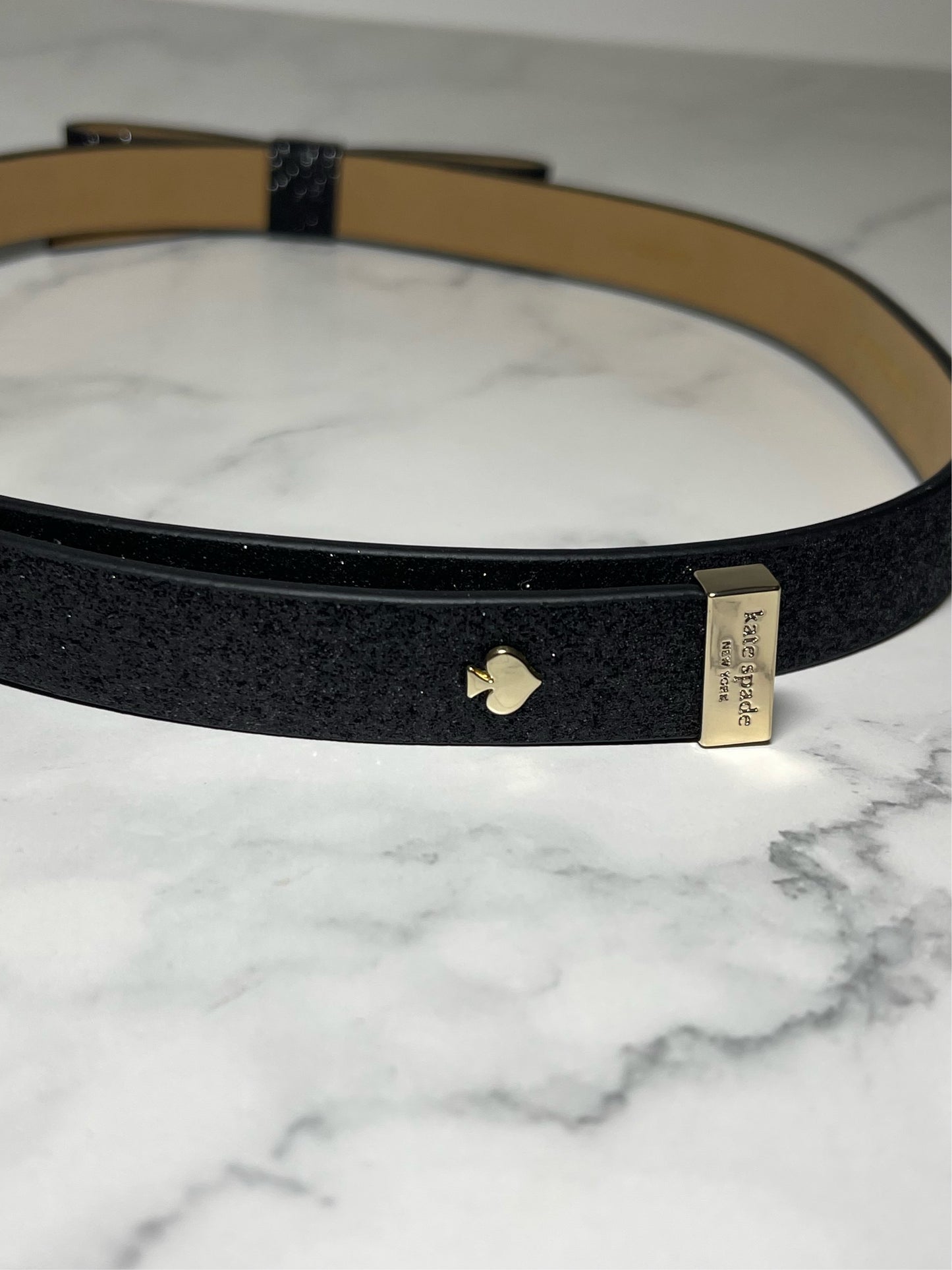 Kate Spade Black Glitter Bow Belt