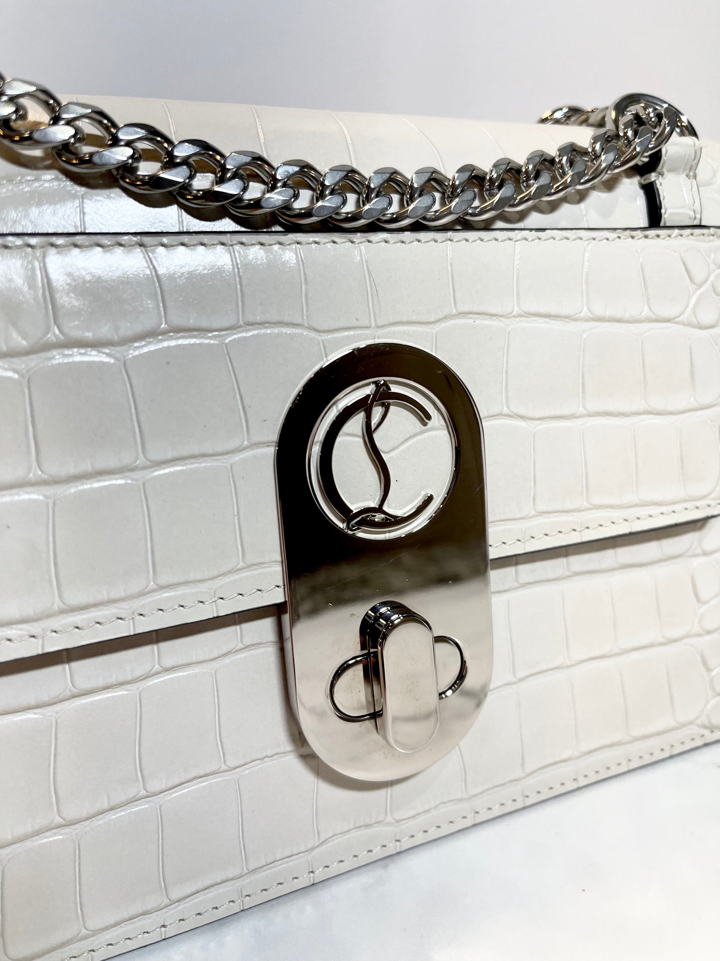Christian Louboutin Elisa Croc Crossbody, Ivory