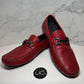Ferragamo Parigi Loafers. Red. Pebble Calf Leather. Size 9.5.