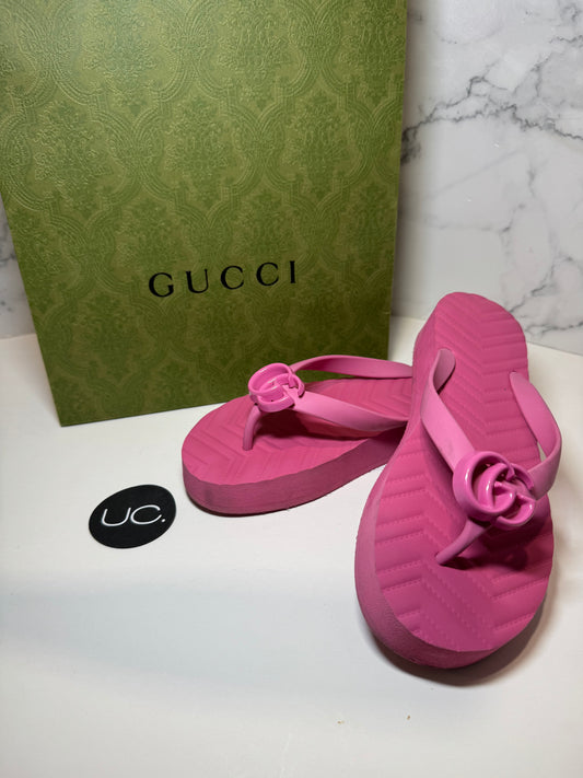 Gucci Platform Flip Flops, Pink, Size 38