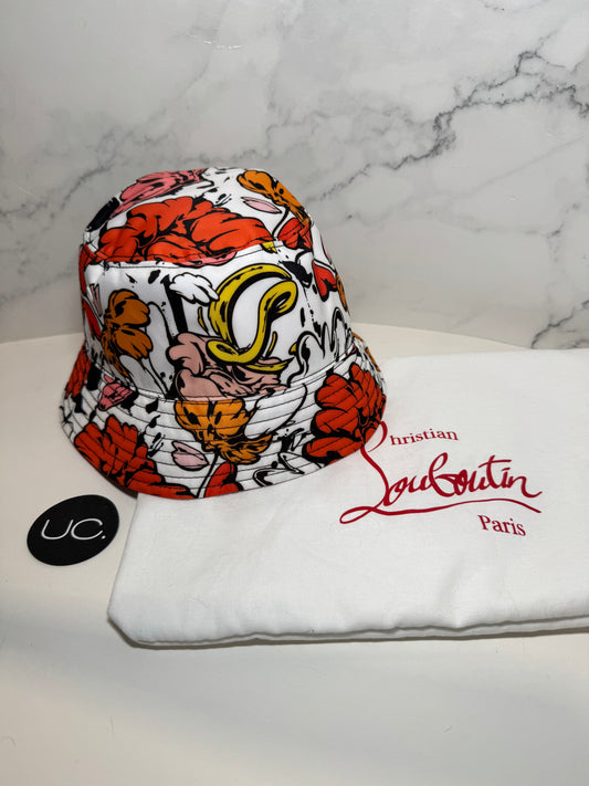 Christian Louboutin Bobino Bucket Hat, NWT, Sudo Flowers Print, Medium