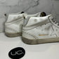 Golden Goose Mid Star Classic Private EDT, Glitter Tongue, Optic White and Silver, Size 37