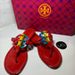 Tory Burch Miller Sandals, Size 8, Red and Rainbow