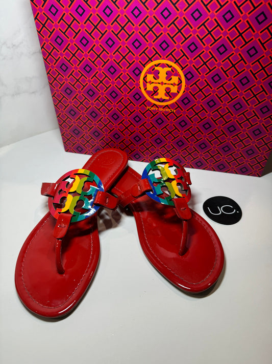 Tory Burch Miller Sandals, Size 8, Red and Rainbow