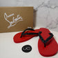 Christian Louboutin Loubi Flip Flops, Size 37, Red/Black